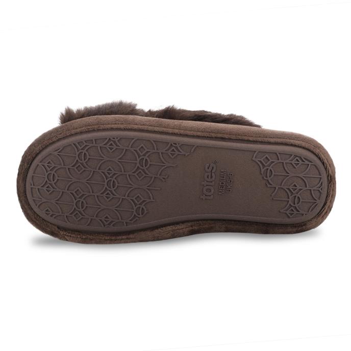 totes toasties® Ladies Cross Fur Slider Chocolate Extra Image 6